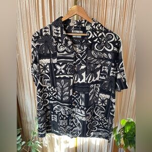 black, gray, and ivory silk Batik Bay short sleeve Hawaiian shirt island